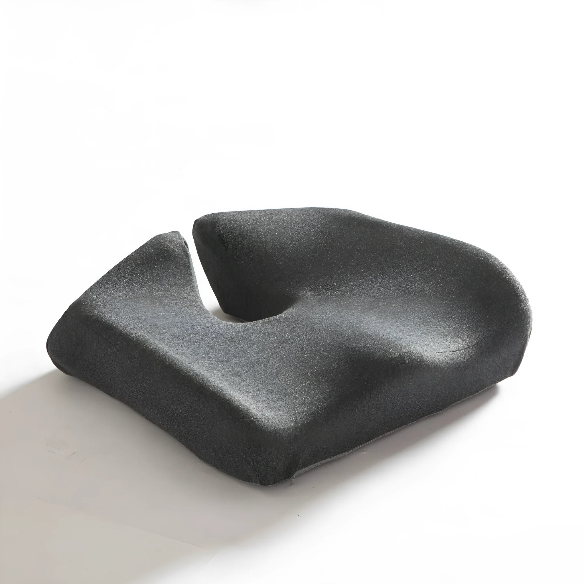 Memory foam office chair cushion for waist support measuring 36x40x11cm in grey colour.