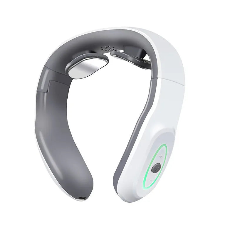 White heated electric pulse shoulder and neck mini folding massager with USB cable