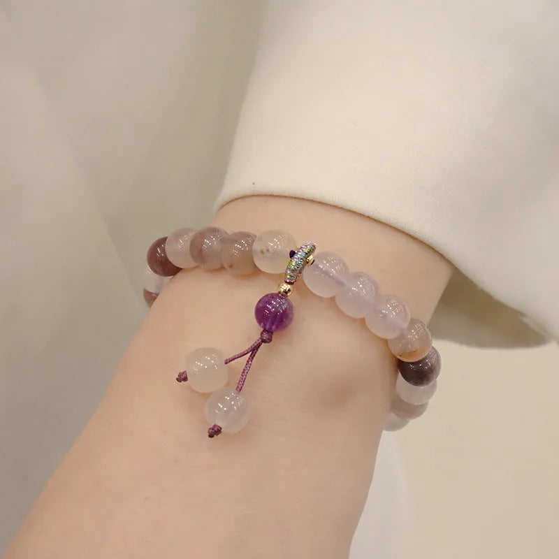 Natural Jinsi Jade violet flower bracelet with Violet Ball pendant