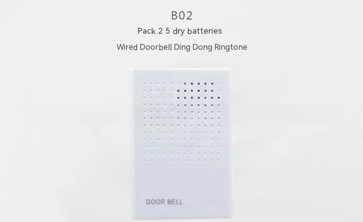 White wired doorbell 87x62x23mm mounted on door frame with dingdong chime for hotel or home use