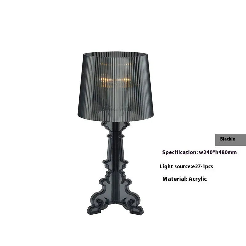 Nordic acrylic desk lamp 240 x 480mm in small black finish on a bedside table