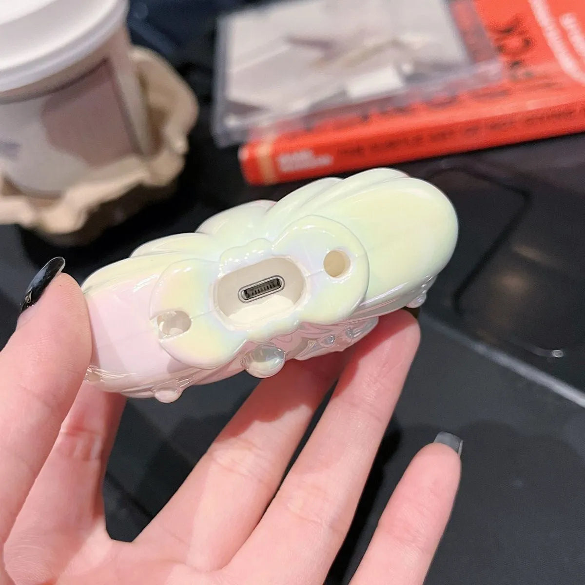 White PVC colourful shell headphone case with cartoon style for AirPods 3, 1/2, Pro and Pro 2