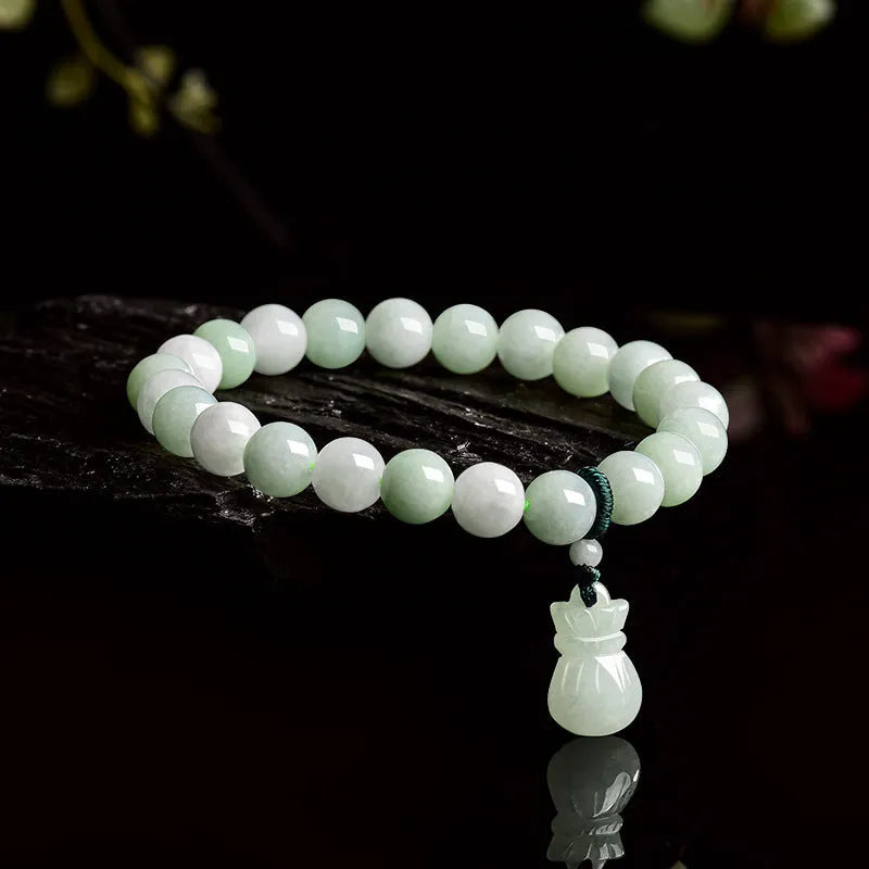 8mm jade floral purse bracelet in Chinese national style for men and women