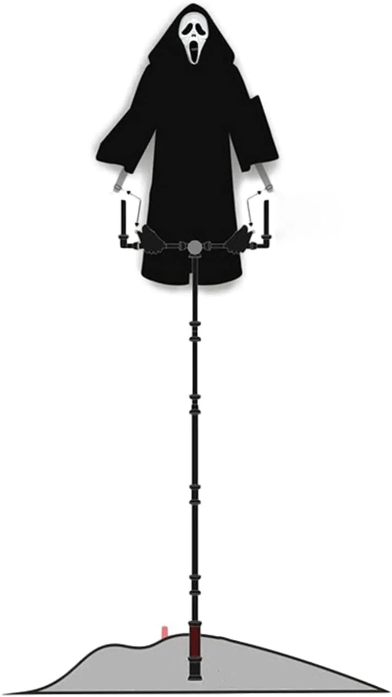 Plastic skeleton scarecrow Halloween decoration with screaming skull design measuring 70cm tall
