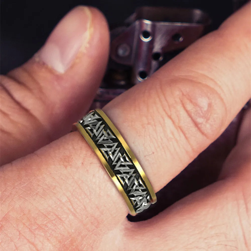 925 silver Viking knot ring for men with bronze finish, geometric design, US size 8