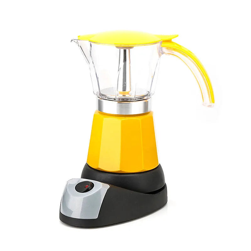 Octagonal aluminium electric moka pot coffee maker in blue colour with EU plug