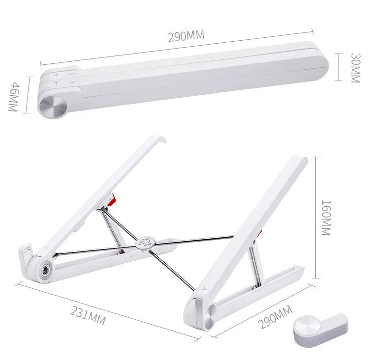 White aluminium laptop stand for Apple MacBook with folding design
