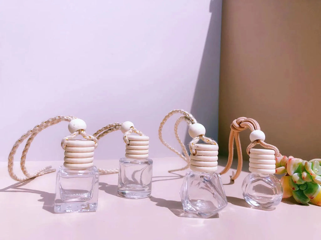Glass car perfume pendant fragrance with refillable bottle in multiple pendant style options