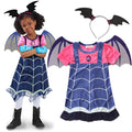 Blue cotton princess Halloween dress for children with short sleeves and Asian sizing