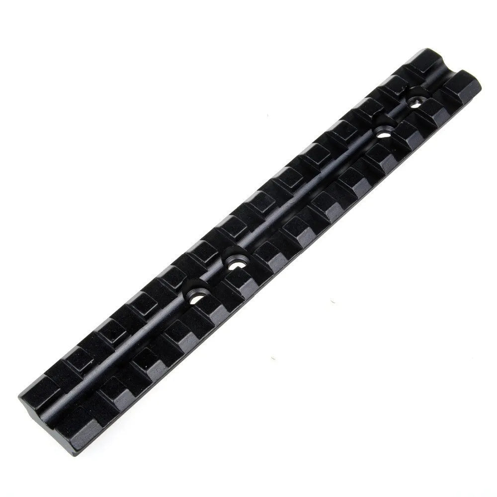 Black anodised aluminium Weaver/Picatinny shotgun scope mount rail with screws and Allen key.