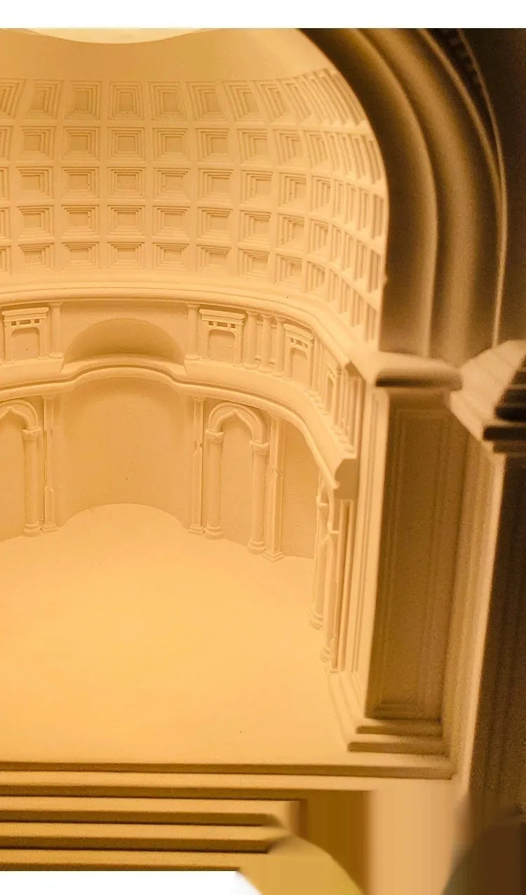 White retro gypsum bedside night light with custom graphic front and aromatherapy function.