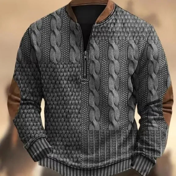 Men's casual checkered printed half zip hoodie loose fit polyester cardigan street tide style