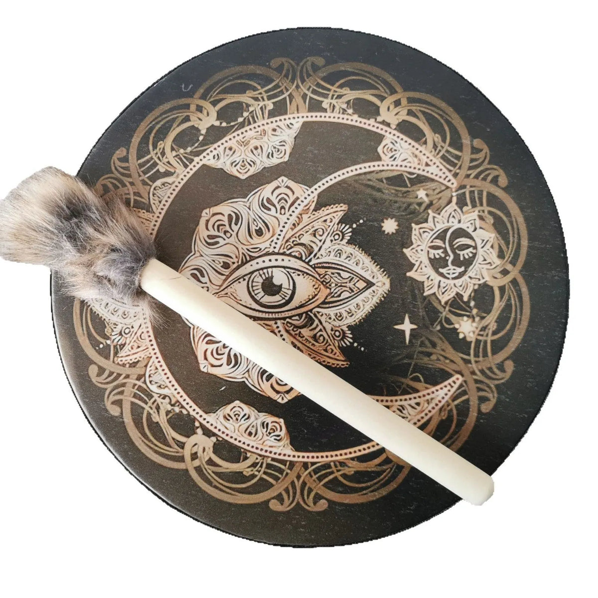 25cm decorative drum with Tree of Life flower surface design, national style, half-handmade
