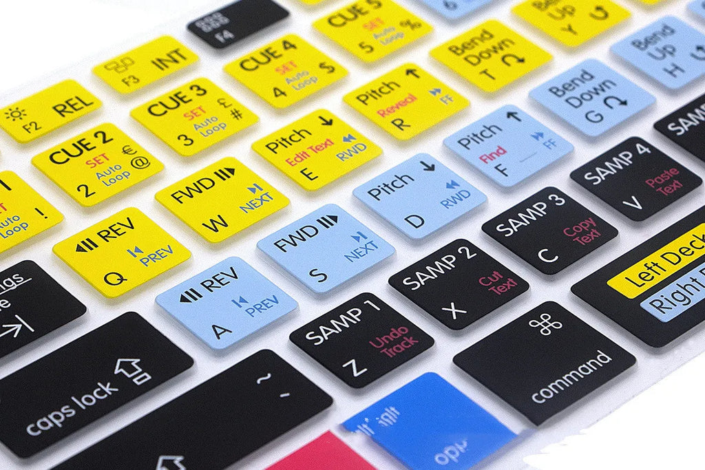 Silicone keyboard film for MacBook with printed shortcuts for music and video editing software