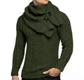 Men winter sweater slim fit pullover in green long sleeve knitwear for cold weather