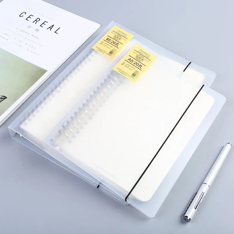 26-hole A5 loose-leaf binder with horizontal lines and PP matte covers in two size options