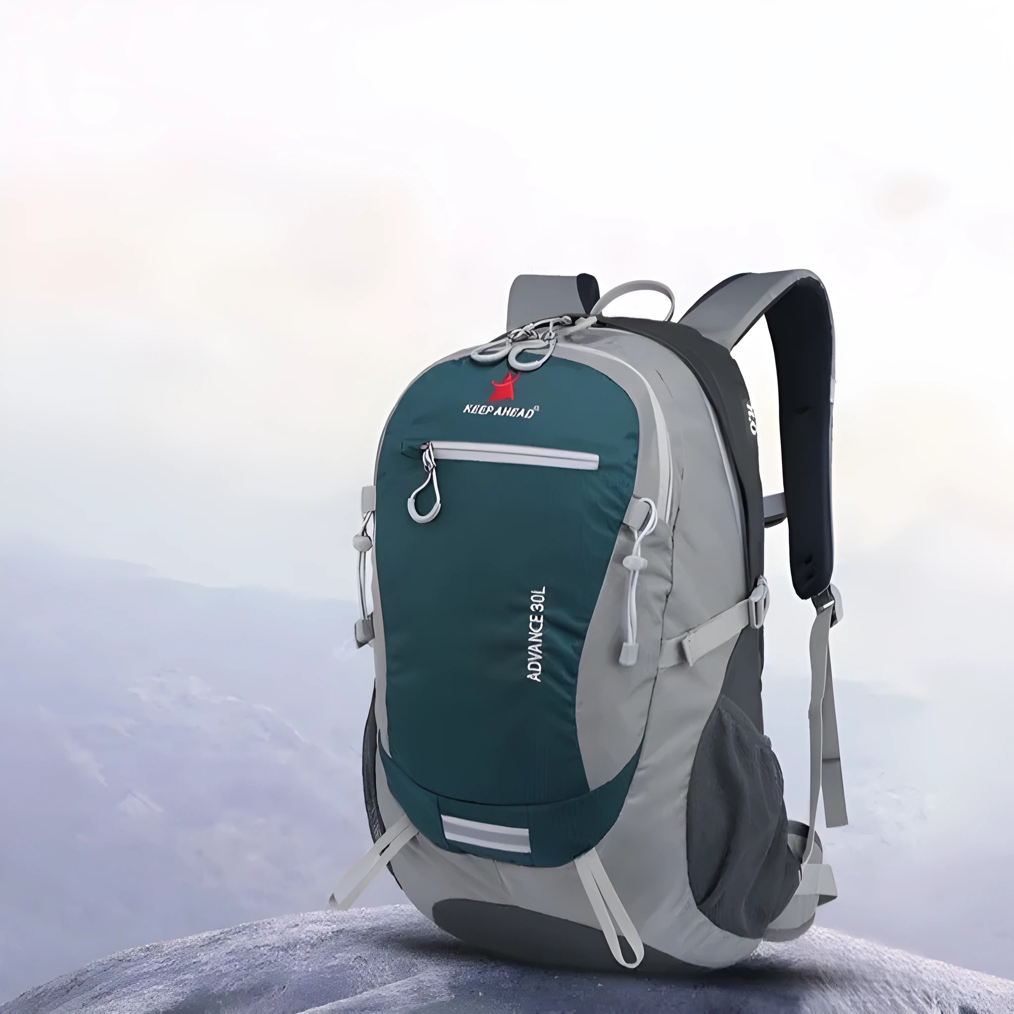 30L solid-colour waterproof nylon backpack with airpillow straps for outdoor sports.