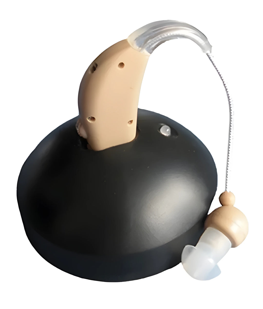 U-Kiss rechargeable behind-the-ear digital hearing aid amplifier in mini size.