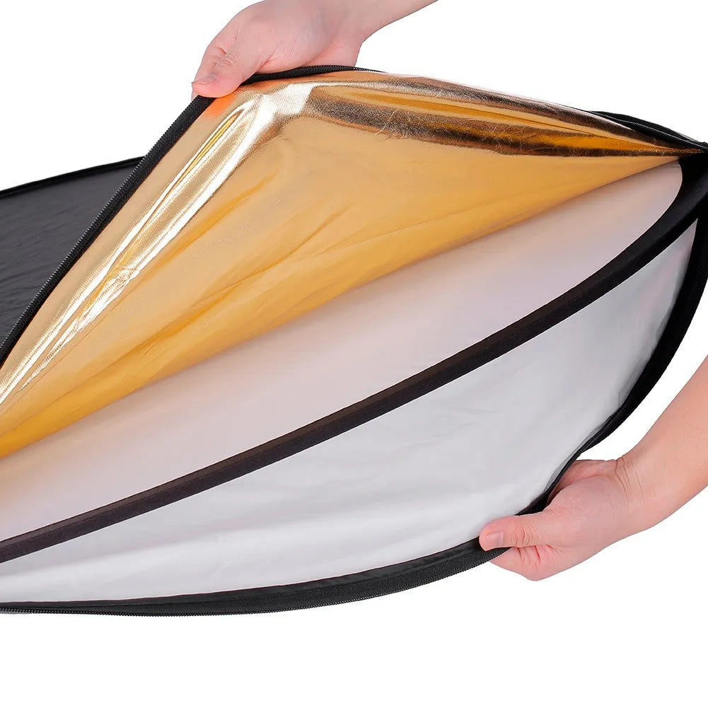5-in-1 folding reflector 110cm with gold silver white black and soft-light surfaces for studio fill light