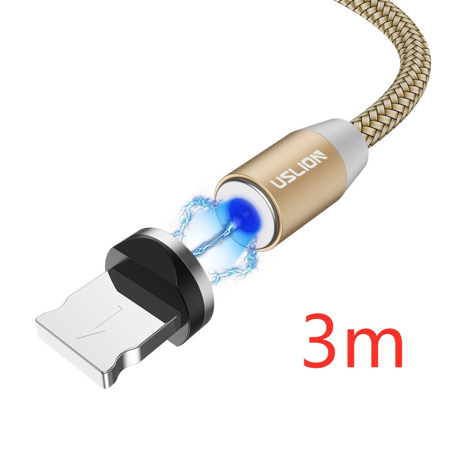 USLION circular magnetic charging cable with aluminium alloy housing and LED indicator