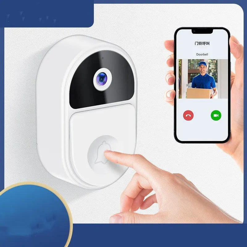 Doodle Smart Visual Doorbell V8 in black and white, showing front view with camera and button.