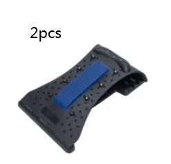 Arc-shaped acupuncture and magnetic therapy cervical spine stretcher model 628 in blue black NBR material on a flat surface