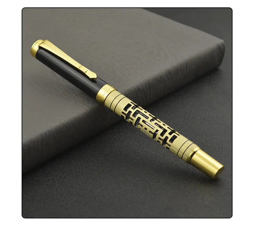 Metal luxury fountain pen with iridium nib, rotating ink-sucking system, 0.7mm big tip, black colour