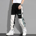 Men's cotton ankle-tied drawstring casual pants in 31 Black, skinny fit, side view