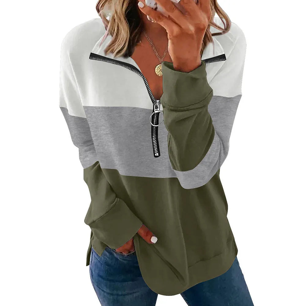 Women's loose long-sleeved leopard print sweater in green, shown in a front view.