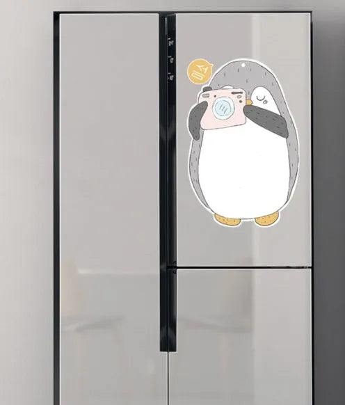 Creative ins Nordic style penguin design magnetic message board on a refrigerator, 45cm by 30cm.