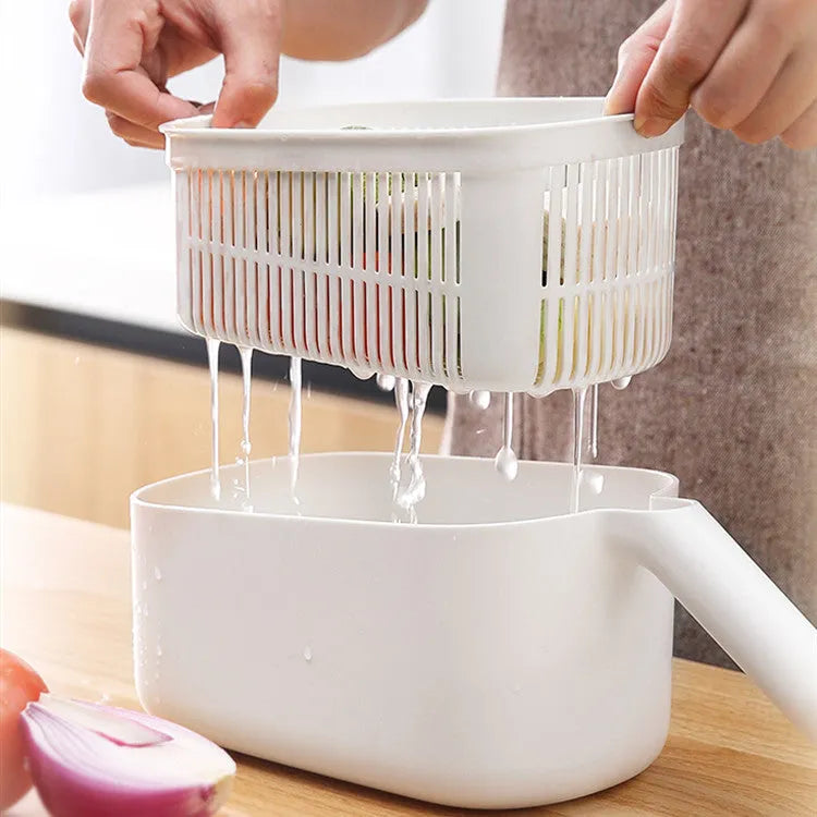 Nordic style multifunctional vegetable cutter with stainless steel blades in blue, grey, or khaki colours