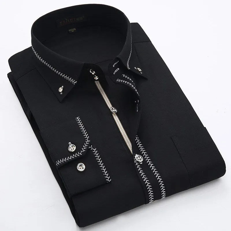 Men's long sleeve cotton polyester shirt in Royal Blue on white background