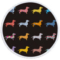 Microfiber beach towel in Geometric Dog print lying flat on light background