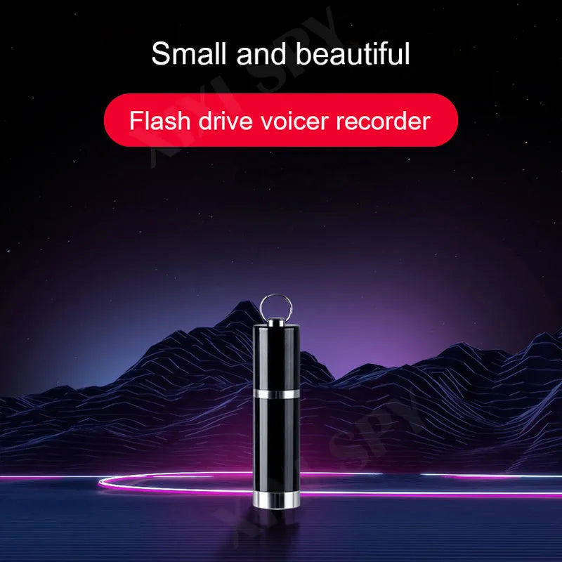 Black Amoi A1 metal digital voice recorder with headset.