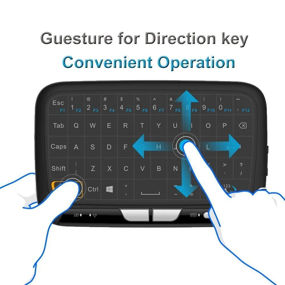 Mini H18 wireless keyboard with touchpad and 2.4GHz USB dongle in black