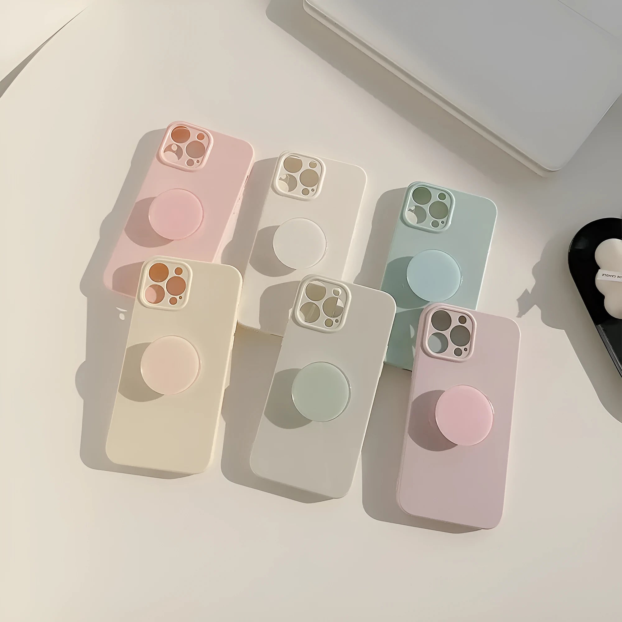 Solid colour TPU bracket phone case with ring holder for Apple iPhone 12 to 15 series in yellow