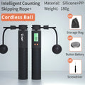 TMT electronic wireless skipping rope with digital counter, silicone handle, 3m adjustable cord, and two weight balls