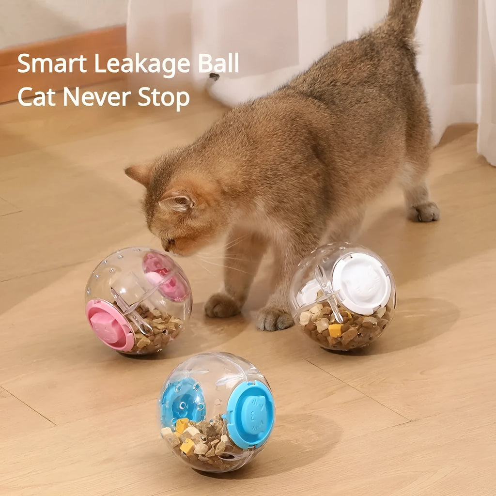 Blue pet slow feeding ball with 11.5cm diameter for treat dispensing