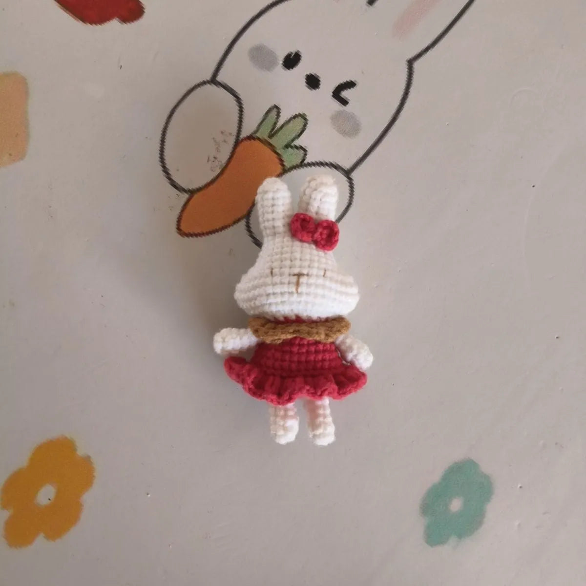 Hand-crocheted wool rabbit key chain pendant decorative accessory