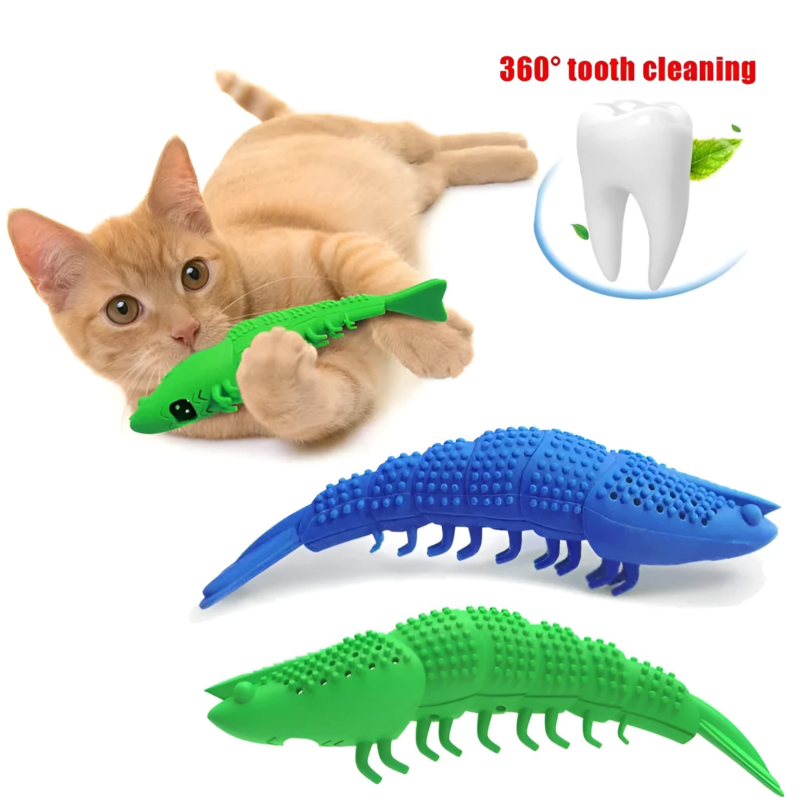 Blue hard rubber catnip toy with textured surface for feline teeth cleaning