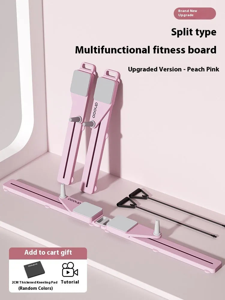 Twilight purple split multifunctional skiing machine trainer on a floor, showing the 85cm long PP plastic board with independent moving sections.