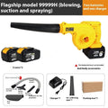 Blue Deluxe Edition lithium battery blower with two batteries and blowing nozzle