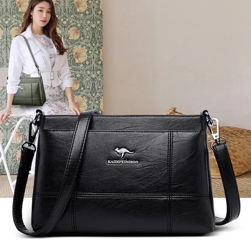 Small square sheepskin shoulder messenger bag with soft handle and double strap in solid colour