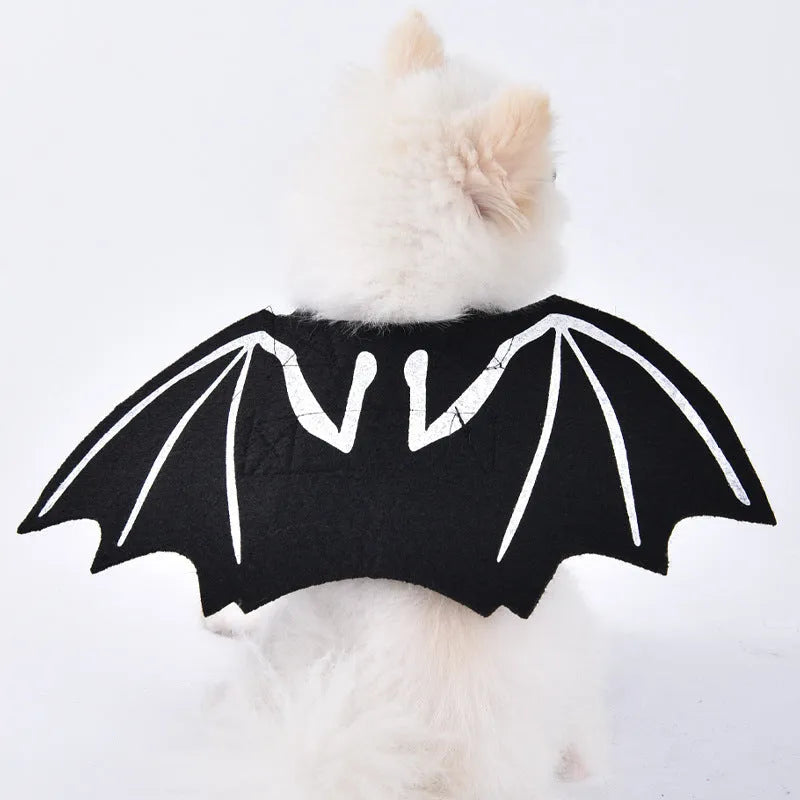 Halloween dog costume with bat wings, devil, pumpkin and scissor hand design options