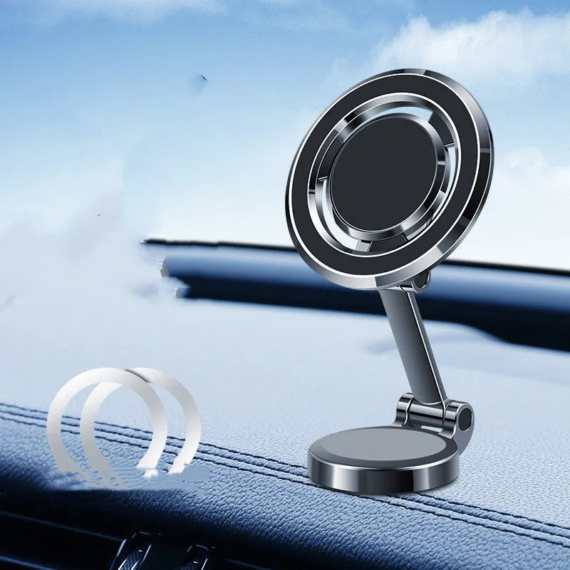 Car mobile phone holder with flexible clip and 360-degree rotation on centre console