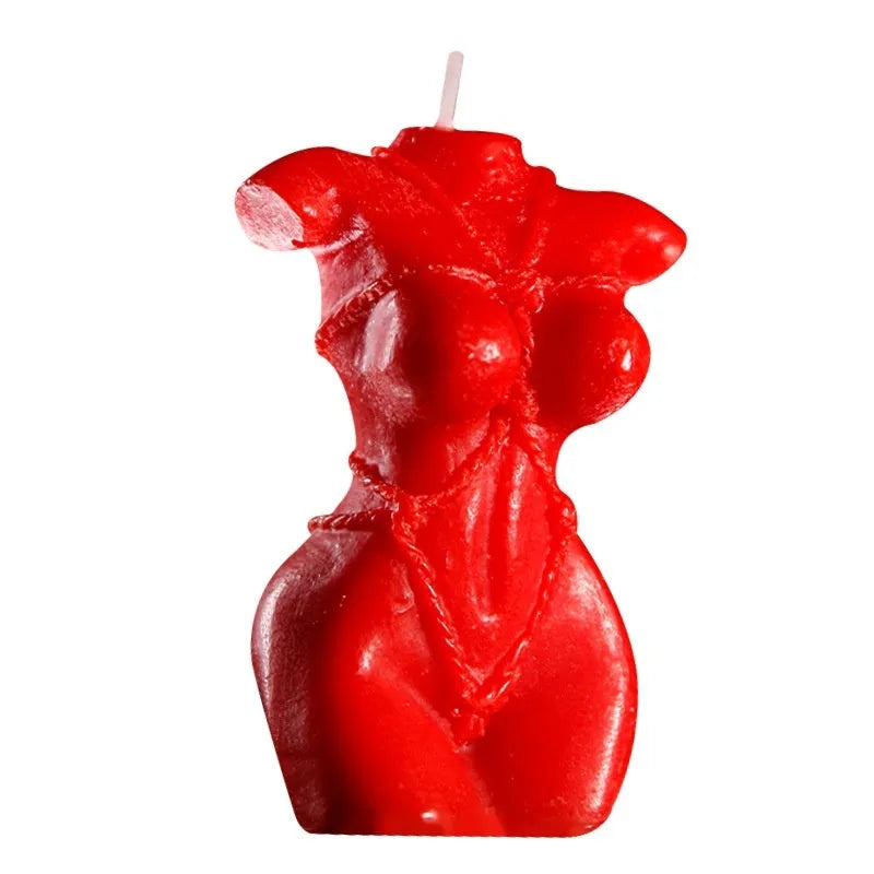 Low temperature soy wax candle for massage in rose red, spring pink, and lilac purple colours.
