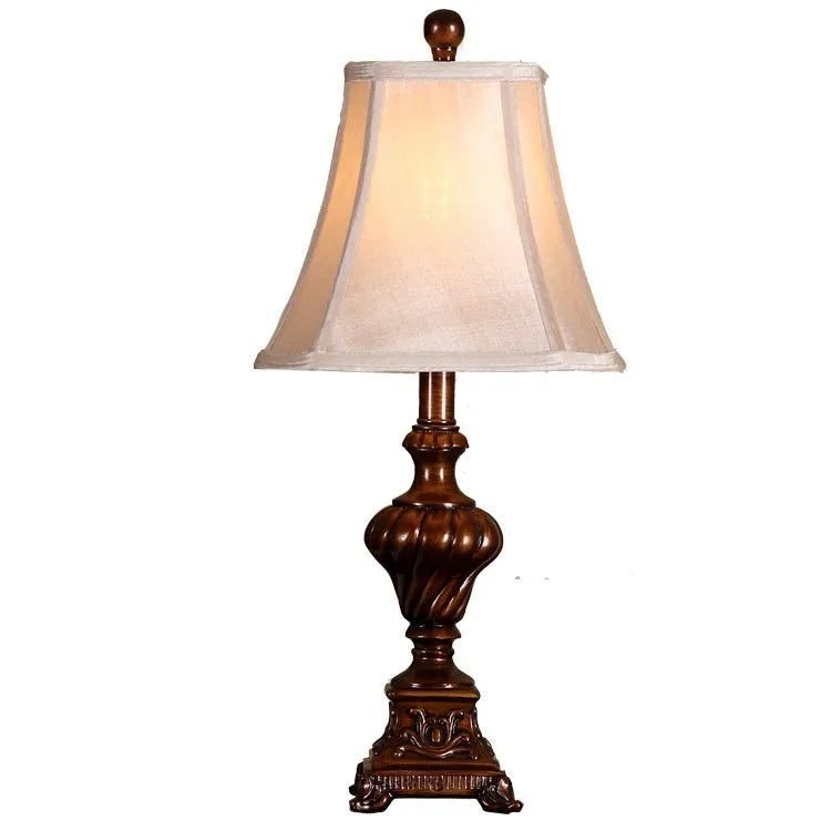 Retro European style bedside table lamp with 220V, EU or US plug, and button, dimmer, or remote switch options.