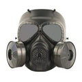 Real-life Field Equipment twin fan mask in black with transparent lens, head-mounted TPR design for outdoor use