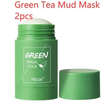 Green tea and eggplant solid cleansing mask sticks in stick format for oily skin care