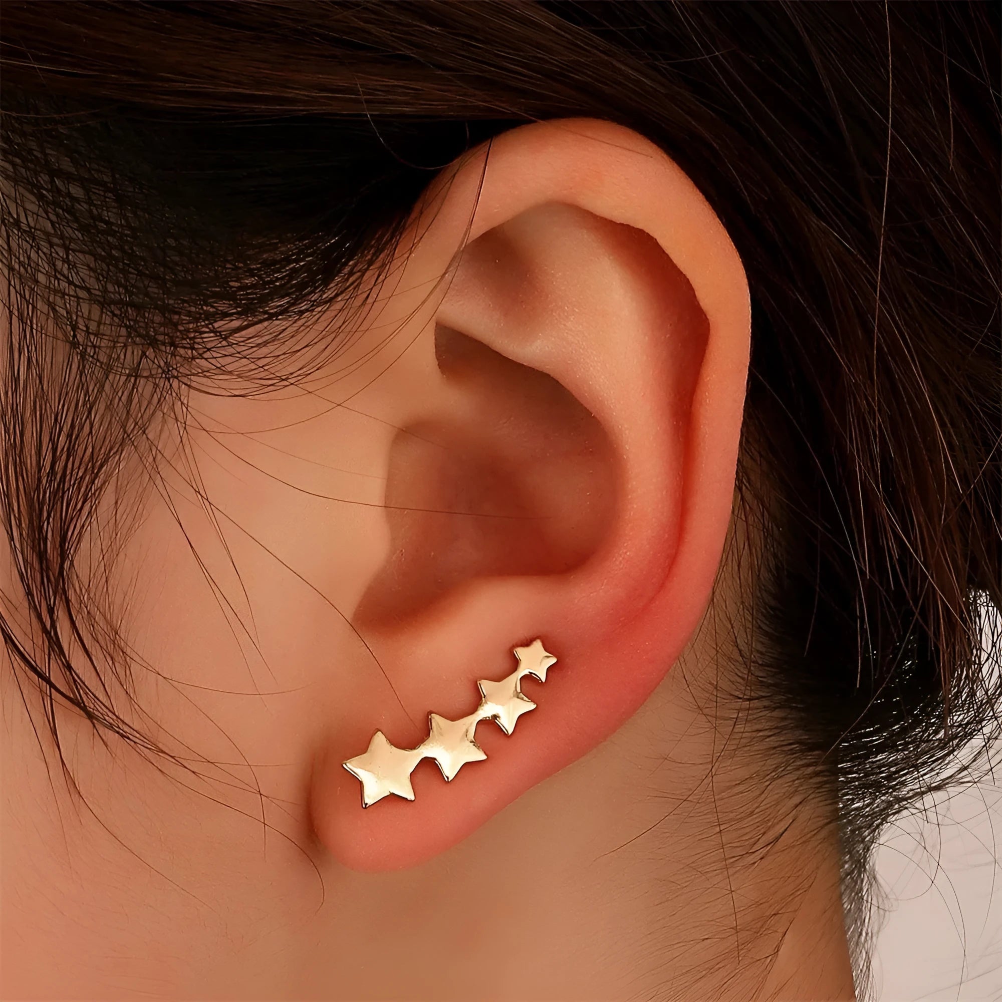Copper leaf-shaped clip earrings for women without pierced ears in KC Golden Star colour